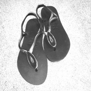 Black and Silver Havaianas Slingback Thongs